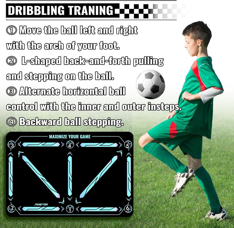 peneyon Soccer Training Mat with Adjustable Soccer Trainer - Non-Slip Soccer Training Equipment for Kids Youth to Boost Speed, Strength & Coordination | Soccer Trainer for Indoor/Outdoor Drills - Image 4